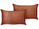 Set of 2 Golden Brown Decorative Pillows Corduroy 47 x 27 cm Modern Traditional Living Room Bedroom Cushions Beliani