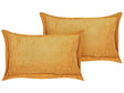 Set of 2 Yellow Decorative Pillows Corduroy 47 x 27 cm Modern Traditional Living Room Bedroom Cushions Beliani