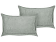 Set of 2 Light Green Decorative Pillows Corduroy 47 x 27 cm Modern Traditional Living Room Bedroom Cushions Beliani