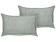 Set of 2 Light Green Decorative Pillows Corduroy 47 x 27 cm Modern Traditional Living Room Bedroom Cushions Beliani