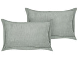 Set of 2 Light Green Decorative Pillows Corduroy 47 x 27 cm Modern Traditional Living Room Bedroom Cushions Beliani