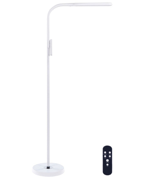 Floor LED Lamp White Synthetic Material 160 cm Height Dimming Remote Control Modern Lighting Home Office Beliani