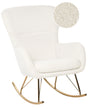 Rocking Chair White and Gold Boucle Polyester Fabric Upholstery Metal Legs Skates Traditional Retro Design Beliani