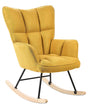 Rocking Chair Yellow Polyester Fabric Upholstery Wooden Legs Skates Modern Biscuit Tufting Beliani
