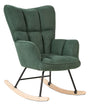 Rocking Chair Dark Green Polyester Fabric Upholstery Wooden Legs Skates Modern Biscuit Tufting Beliani