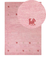Wool Area Rug Pink 140 x 200 cm Hand Tufted Western Motif Rustic Modern Design Beliani