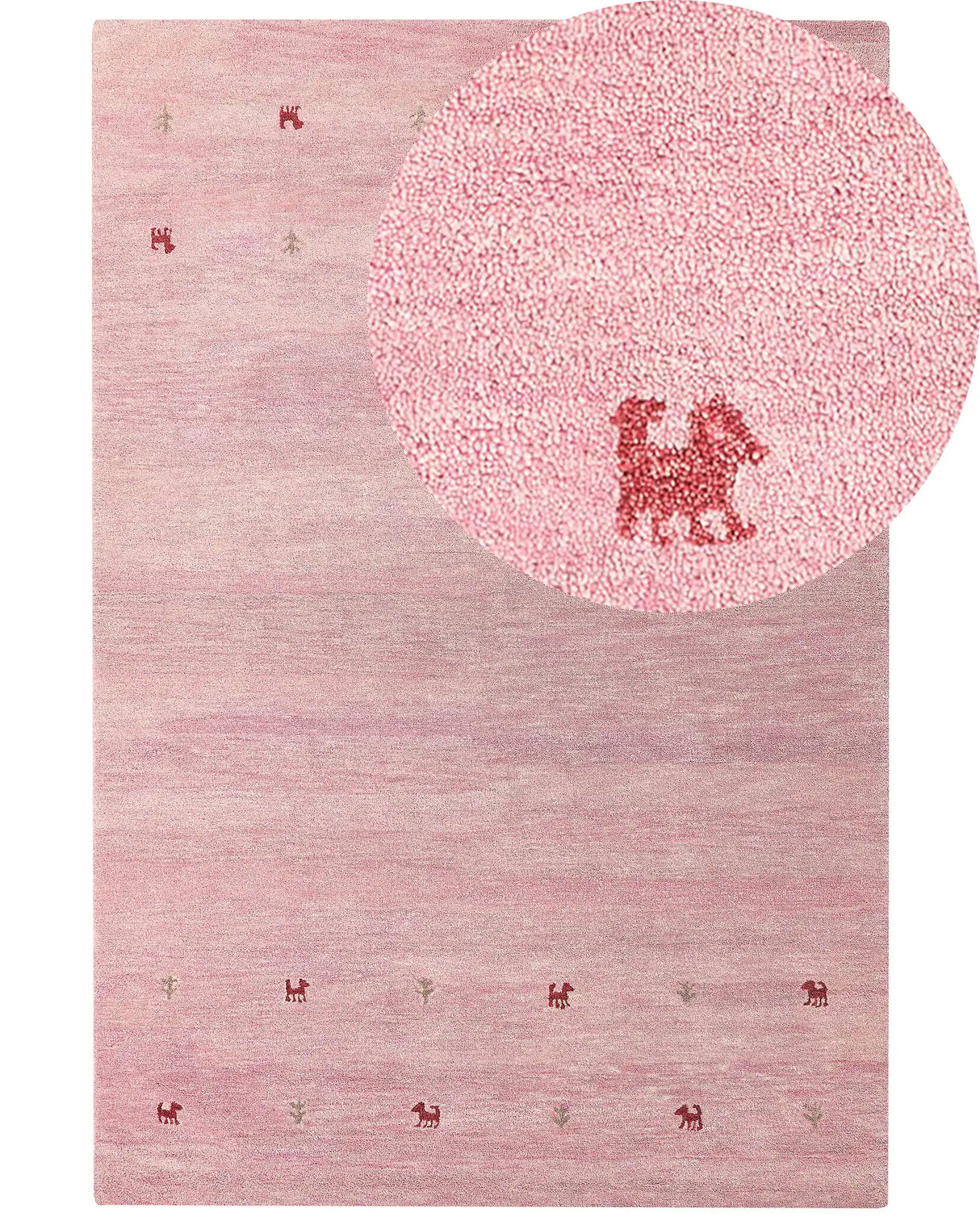 Wool Area Rug Pink 200 x 300 cm Hand Tufted Western Motif Rustic Modern Design Beliani