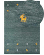 Wool Area Rug Green 200 x 300 cm Hand Tufted Western Animal Motif Rustic Design Beliani