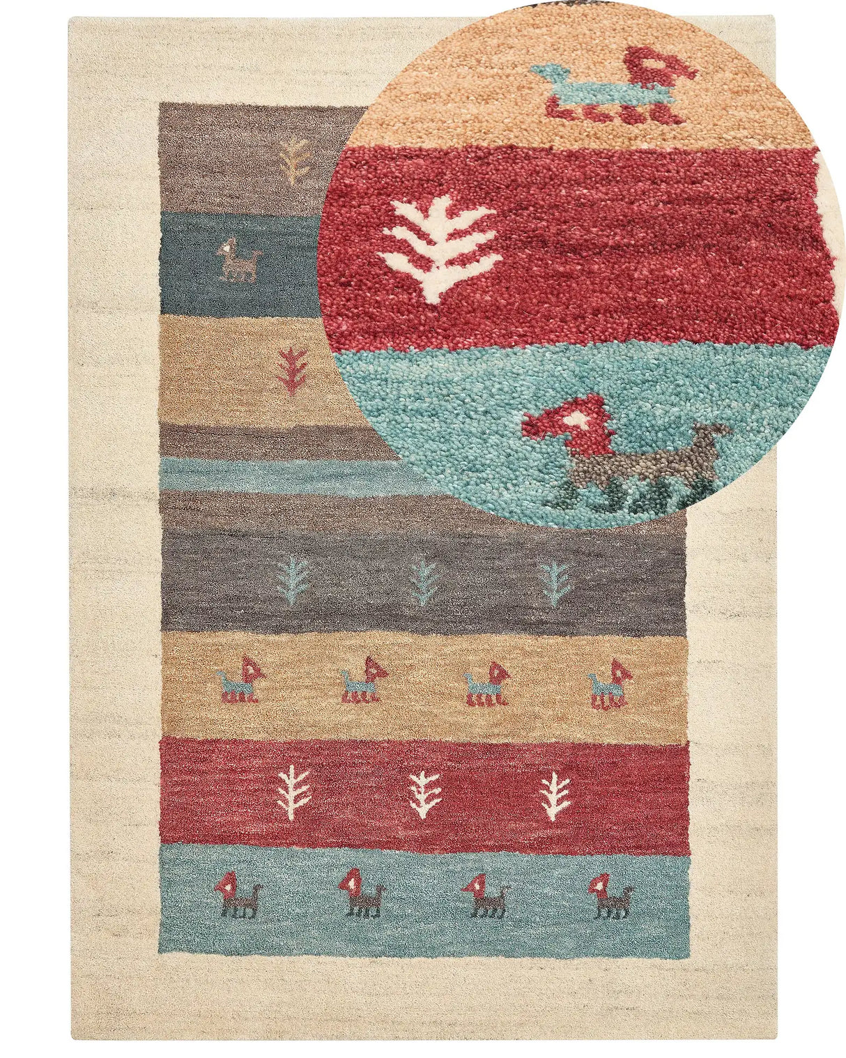 Area Rug Multicolour Wool 160 x 230 cm Thick Dense Pile Ethnic Rustic Pattern Log Cabin Farmhouse Style Beliani
