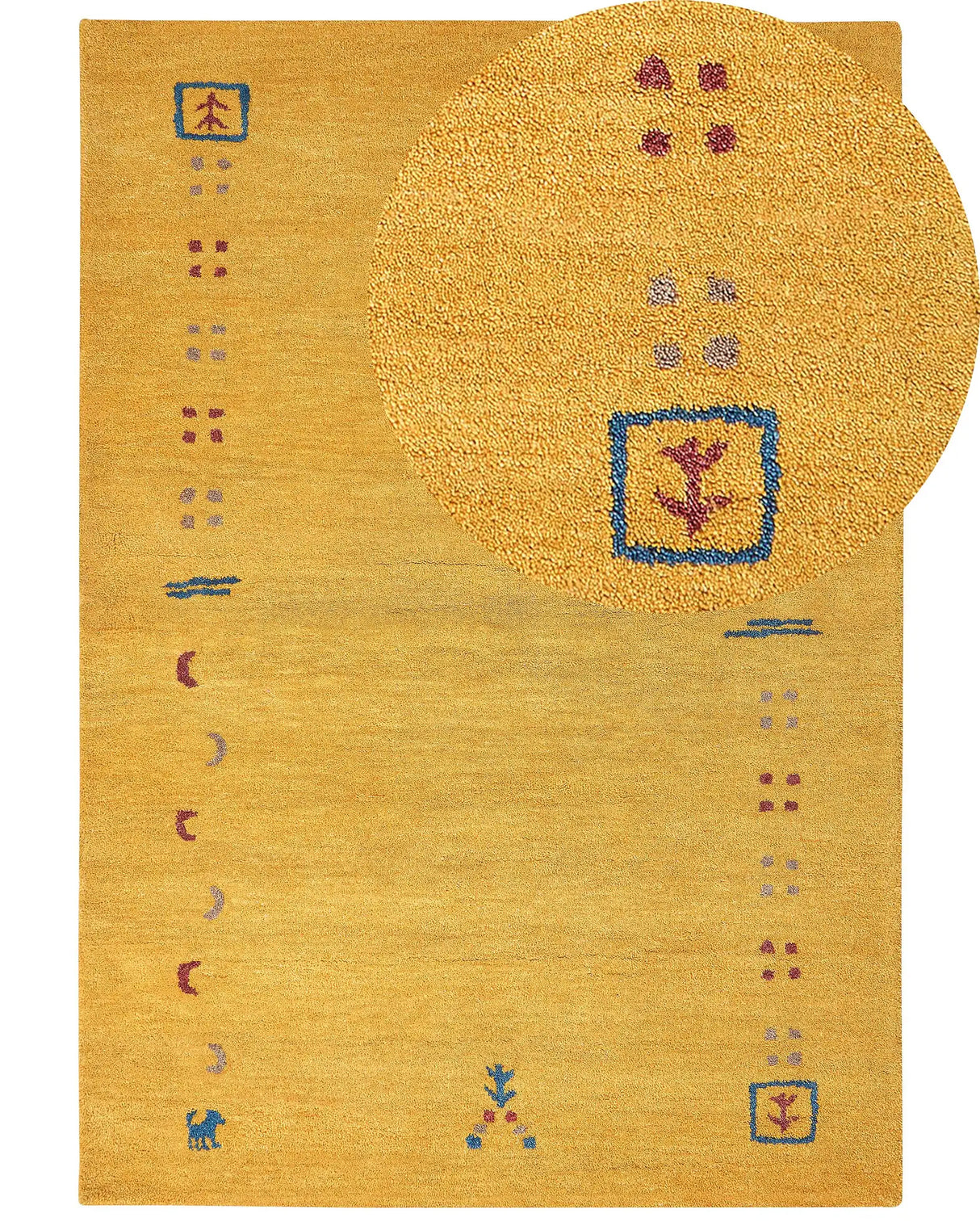 Area Rug Yellow Wool 160 x 230 cm Rectangular Multicolour Geometric Pattern Hand Tufted Boho Style Living Room Bedroom Kids Room Beliani