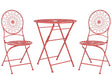 Garden Bistro Set Red Iron Foldable 2 Chairs Table Outdoor UV Rust Resistance French Retro Style Beliani