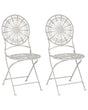 Set of 2 Garden Bistro Chairs White Iron Foldable Outdoor Distressed Effect UV Rust Resistance French Retro Style Beliani