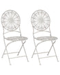 Set of 2 Garden Bistro Chairs White Iron Foldable Outdoor Distressed Effect UV Rust Resistance French Retro Style Beliani