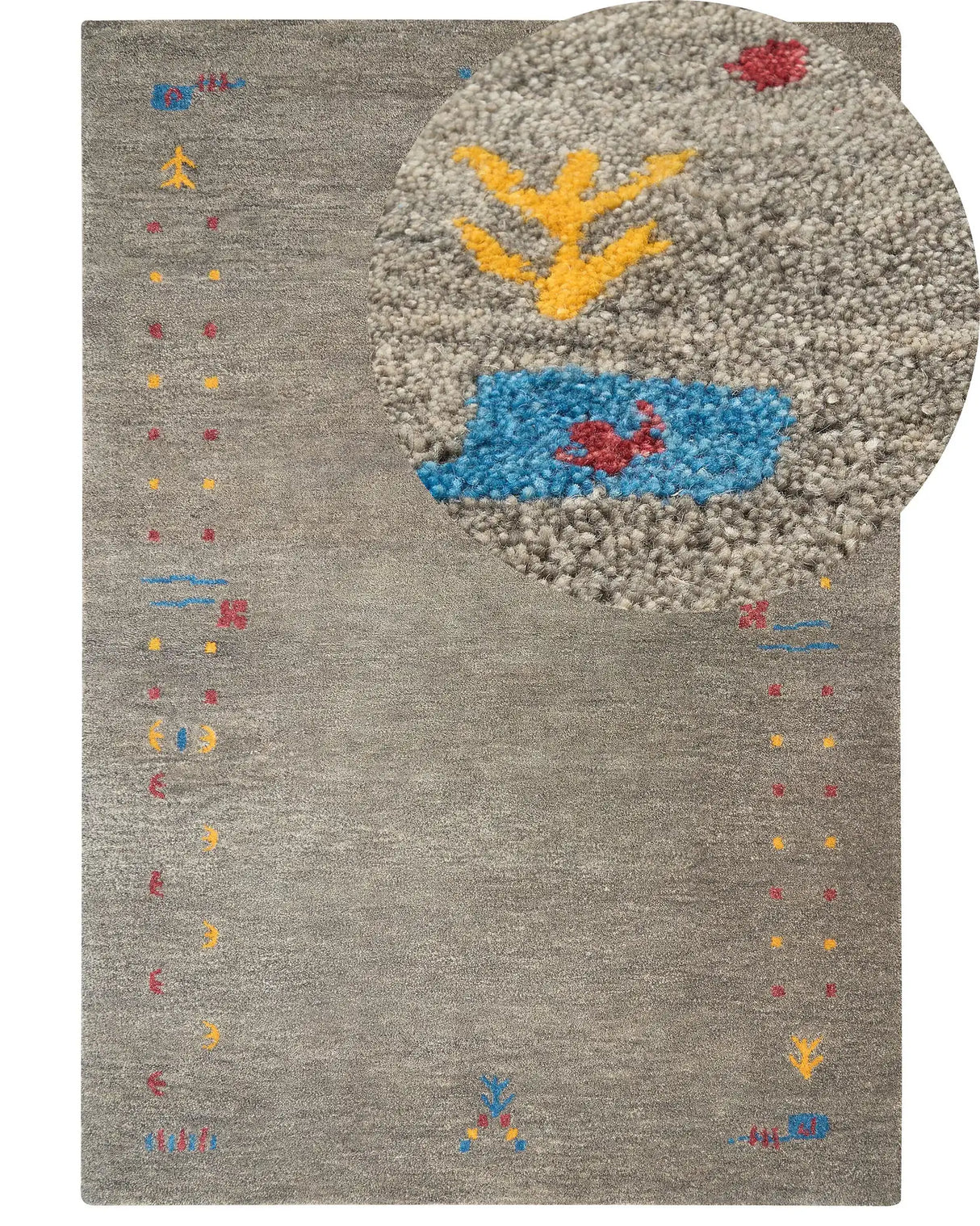 Area Rug Grey Wool 160 x 230 cm Rectangular Multicolour Geometric Pattern Hand Tufted Boho Style Living Room Bedroom Kids Room Beliani