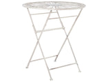 Garden Bistro Table White Iron  70 cm Foldable Outdoor Distressed Effect UV Rust Resistance French Retro Style Beliani