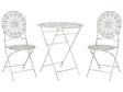 Garden Bistro Set White Iron Foldable 2 Chairs Table Outdoor Distressed Effect UV Rust Resistance French Retro Style Beliani