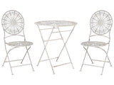 Garden Bistro Set White Iron Foldable 2 Chairs Table Outdoor Distressed Effect UV Rust Resistance French Retro Style Beliani