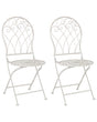 Garden Bistro Chairs White Metal Distressed Effect Chairs Vintage Retro  Beliani