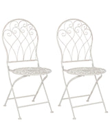 Garden Bistro Chairs White Metal Distressed Effect Chairs Vintage Retro  Beliani