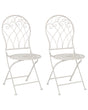 Garden Bistro Chairs White Metal Distressed Effect Chairs Vintage Retro  Beliani