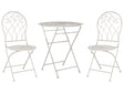 Garden Bistro Set White Metal Distressed Effect  3 Piece Table and Chairs Beliani