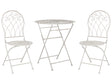 Garden Bistro Set White Metal Distressed Effect  3 Piece Table and Chairs Beliani