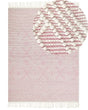 Rug Pink White Wool Polyester 200 x 300 cm Geometric Pattern Tassels Boho Modern  Beliani