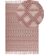 Rug Pink Wool Polyester 160 x 230 cm Geometric Pattern Tassels Boho Modern  Beliani