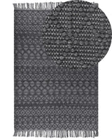 Rug Light Black Wool Polyester 160 x 230 cm Geometric Pattern Tassels Boho Modern  Beliani