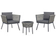 Bistro Set Grey PE Rattan Detachable Pillows Coffee Table Outdoor Garden  Beliani