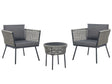 Bistro Set Grey PE Rattan Detachable Pillows Coffee Table Outdoor Garden  Beliani