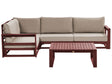 Garden Corner Sofa Set Mahogany Brown and Taupe Acacia Wood Outdoor Right Hand 4 Seater with Coffee Table Cushions Modern Design Beliani