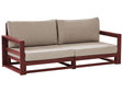 Garden Sofa Mahogany Brown  and Taupe Acacia Wood Outdoor 2 Seater with Cushions Modern Design Beliani