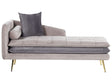 Chaise Lounge Beige and Grey Velvet Left Hand Tufted Buttoned Thickly Padded with Cushions Left Hand Living Room Furniture Beliani