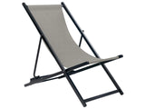 Folding Deck Chair Grey Textilene Sling Seat Beach Chair Adjustable Backrest Patio Recliner Beliani