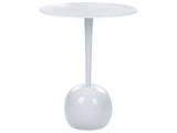 Side Table White Leg Base Aluminium  40 cm Round Carved Top Decorative Modern Minimalistic Living Room Hallway Beliani