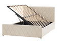 Storage Bed Beige Velvet Upholstery EU Double Size 4ft6 with Slatted Base Diamond-Tufted Headboard Beliani