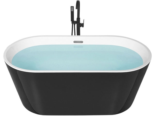 Freestanding Bath Black Sanitary Acrylic Single 170 x 72 cm Oval Modern Design Beliani