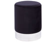 Pouffe Black Velvet Upholstery Silver Metallic Band Glamour Style Beliani