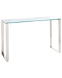 Console Table Transparent Glass Top Silver Stainless Steel Frame 120 x 40 cm Glam Modern Living Room Bedroom Hallway Beliani