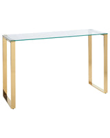 Console Table Transparent Glass Top Gold Stainless Steel Frame 120 x 40 cm cm Glam Modern Living Room Bedroom Hallway Beliani