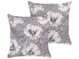 Set of 2 Decorative Cushions Grey Off-White Polyester 45 x 45 cm Flower Motif Modern Glamour Decor Beliani