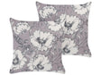 Set of 2 Decorative Cushions Grey Off-White Polyester 45 x 45 cm Flower Motif Modern Glamour Decor Beliani