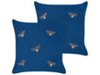 Set of 2 Decorative Cushions Blue Bees Motif 45 x 45 cm Velvet Polyester Modern Glamour Decor Accessories Beliani