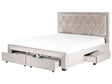 Storage Bed Beige Velvet Upholstery EU Super King Size 6ft Tufted Tall Headboard Drawers Glam Design Beliani