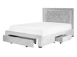 Storage Bed Light Grey Velvet Upholstery EU Double Size 4ft6 Tufted Tall Headboard Drawers Glam Design Beliani