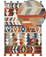 Kilim Area Rug Multicolour Wool and Cotton 160 x 230 cm Handmade Woven Boho Geometric Pattern with Tassels Beliani