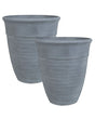 Set of 2 Plant Pots Planter Solid Grey Stone Mixture Polyresin Square  43 cm All-Weather Beliani