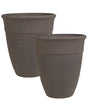 Set of 2 Plant Pots Planter Solid Brown Stone Mixture Polyresin Square ø 50 cm All-Weather Beliani