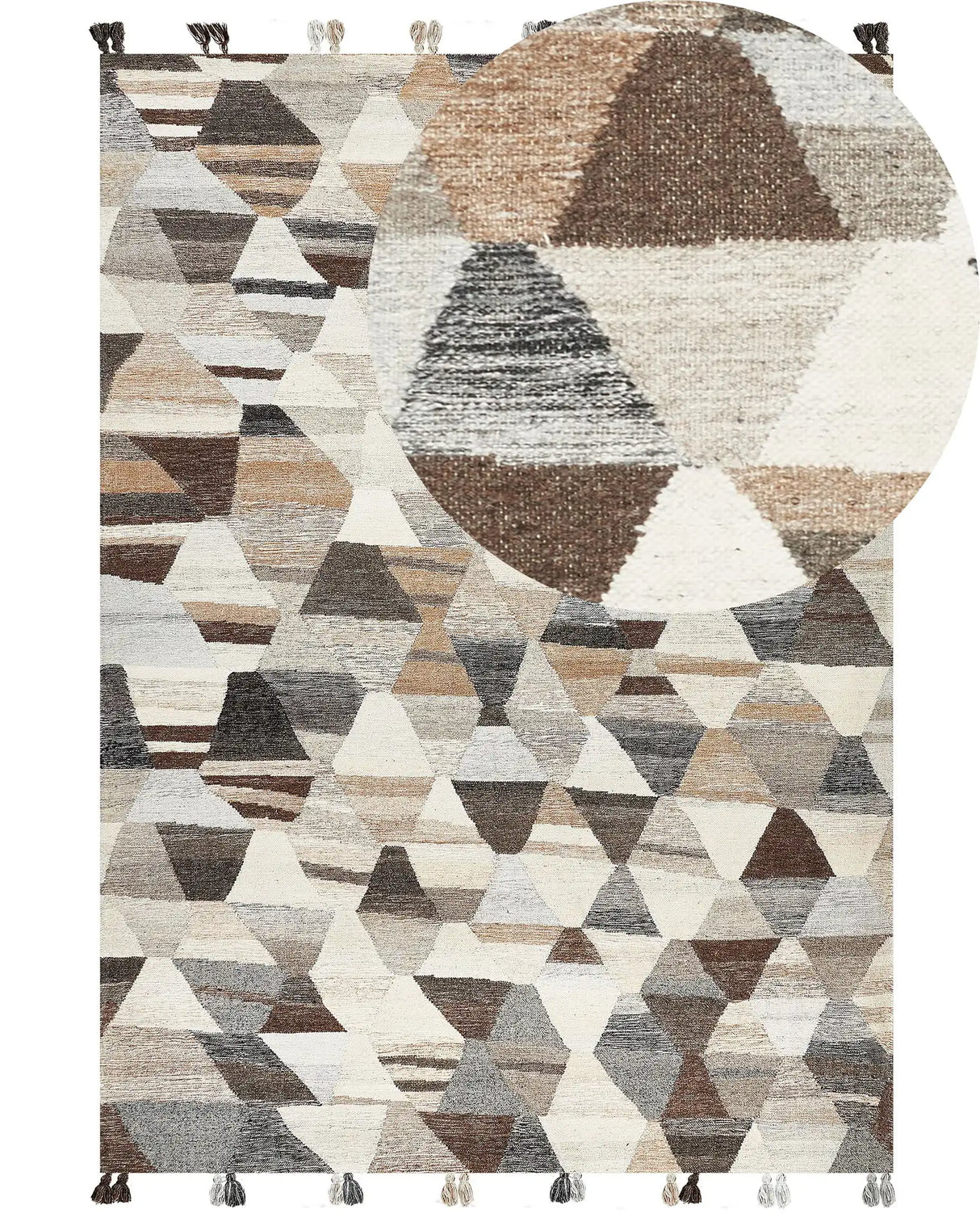 Kilim Area Rug Multicolour Wool and Cotton 200 x 300 cm Handmade Woven Boho Patchwork Pattern with Tassels Beliani